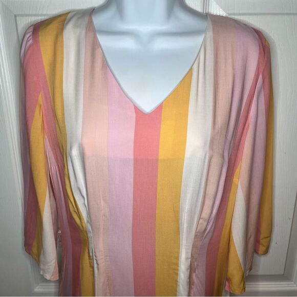 ModCloth Collectif Stripe Sorbet Soiree Maxi Dress Pink Multicolor Resortwear 6 - Picture 5 of 13